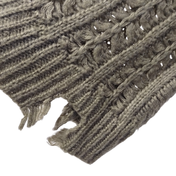 Kye Mi Women's Olive Green Distressed Knit Tunic Sweater Size Large - Picture 9 of 13